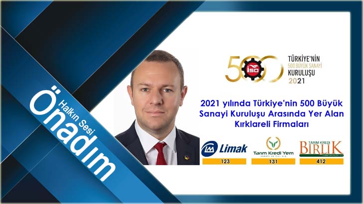 500 büyük içinde 3’de Kırklareli’den
