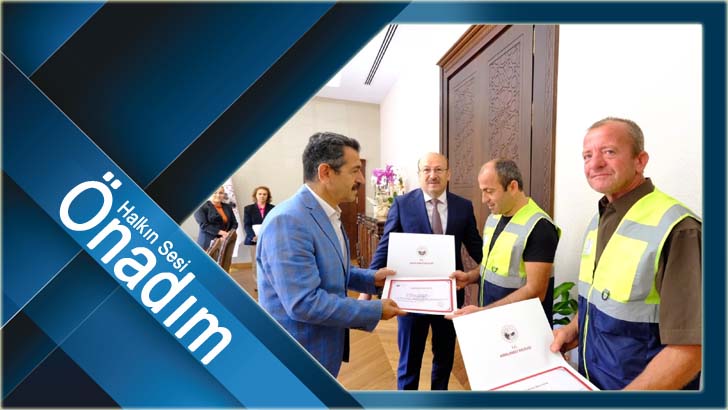İl Özel İdaresi ekibine teşekkür belgesi