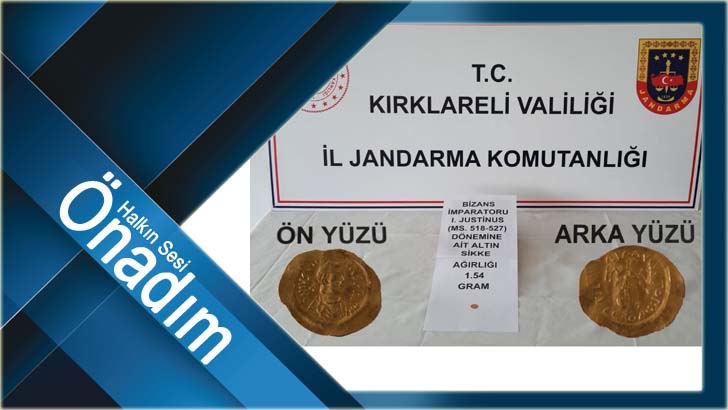 Lüleburgaz’da Bizans döneminden kalma altın sikke ele geçirildi