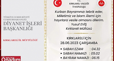 Bayramın 1. Günü İçin Namaz Saatleri Açıklandı