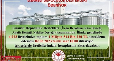 Lisanlı Depoculuk Destekleri Bugün Hesaplara Yatıyor!