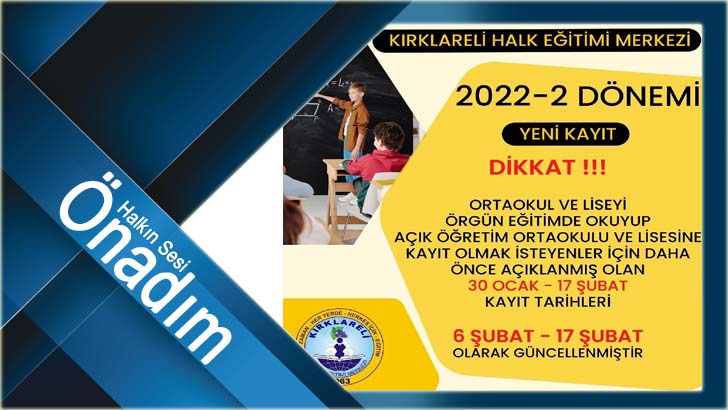 Açık Öğretim Lisesi ve Ortaokuluna kayıtlar 6 ile 17 Şubat arasında yapılacak