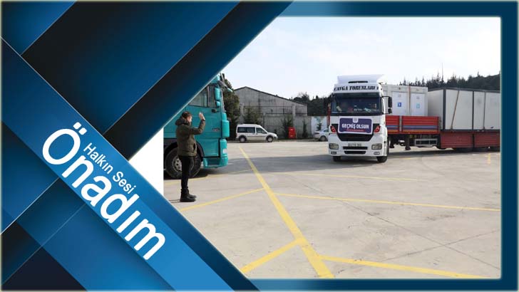 KONTEYNER EVLER VE MOBİL TUVALETLER AFET BÖLGESİNE GÖNDERİLDİ