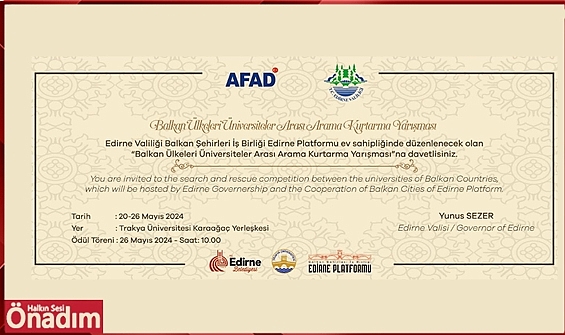 Balkan Ülkeleri Üniversiteler Arası Arama Kurtarma Yarışması Düzenlenecek