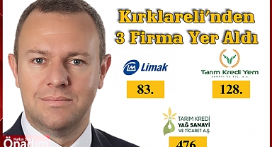 Kırklareli’nden 3 Firma Yer Aldı