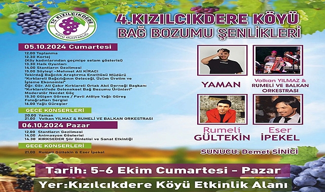 Kızılcıkdere 4. Bağ Bozumu Şenlikleri Başlıyor