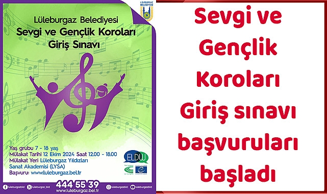Sevgi ve Gençlik Koroları Giriş sınavı başvuruları başladı