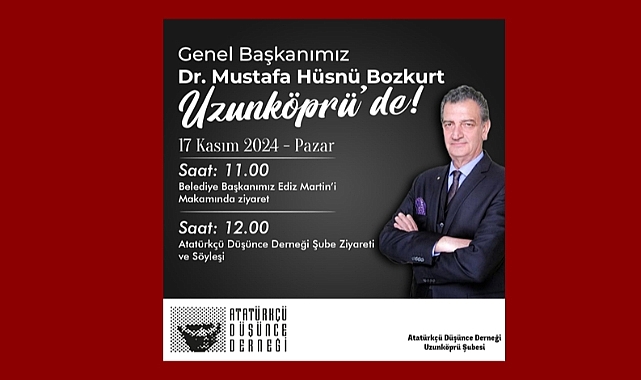 ADD Genel Başkanı Hüsnü Bozkurt Bugün Uzunköprü'de Olacak