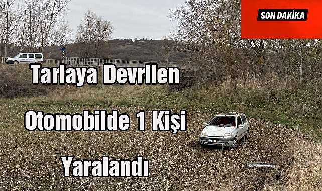 SON DAKİKA! Tarlaya Devrilen Otomobilde 1 Kişi Yaralandı