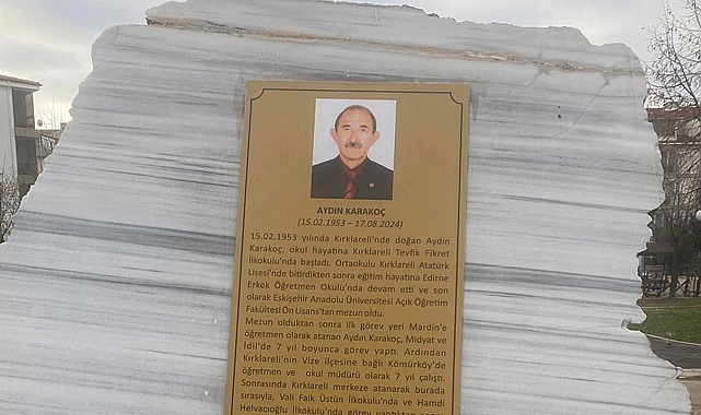 Kırklareli’nde Anlamlı Bir Anma; Parka Aydın Karakoç’un İsmi Verildi