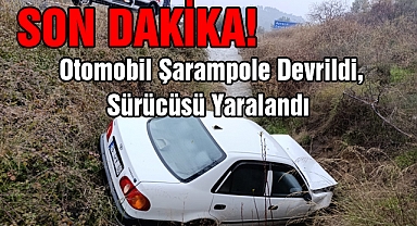 Son Dakika: Otomobil Şarampole Devrildi, Sürücüsü Yaralandı