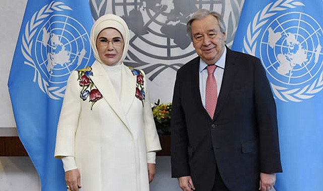 Emine Erdoğan, New York'ta BM Genel Sekreteri Guterres İle Görüştü