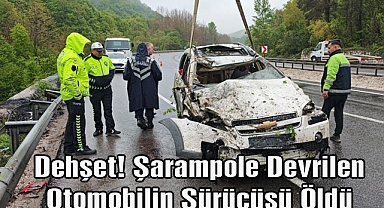 Dehşet! Şarampole Devrilen Otomobilin Sürücüsü Öldü