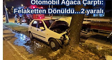 Otomobil Ağaca Çarptı: Felaketten Dönüldü…2 yaralı