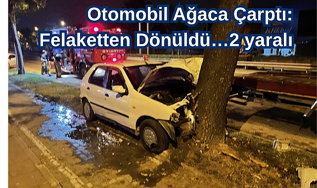 Otomobil Ağaca Çarptı: Felaketten Dönüldü…2 yaralı