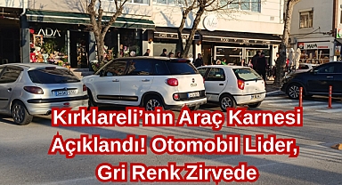Kırklareli’nin Araç Karnesi Açıklandı! Otomobil Lider, Gri Renk Zirvede