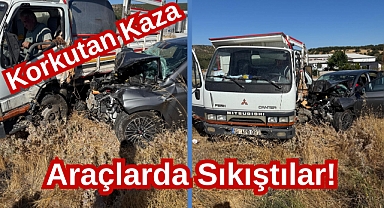 Korkutan Kaza: Araçlarda Sıkıştılar!
