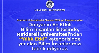 Küresel Bilim Listesinde 3 Kırklareli İmzası