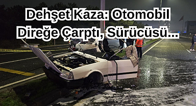 Dehşet Kaza: Otomobil Direğe Çarptı, Sürücüsü...