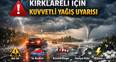 Kırklareli İçin Kuvvetli Yağış Uyarısı!