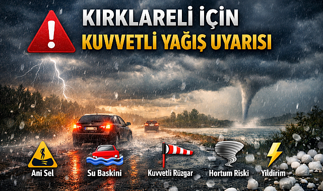 Kırklareli İçin Kuvvetli Yağış Uyarısı!