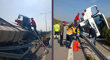Dehşet! Devrilen Tırın Sürücüsü Yaralandı...