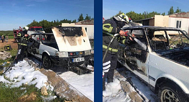 Kırklareli'nde Park Halindeki Otomobil Alevlere Teslim Oldu!
