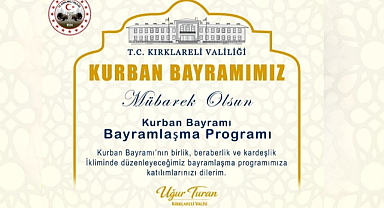 Kırklareli Valiliği Kurban Bayramı Programı Açıklandı