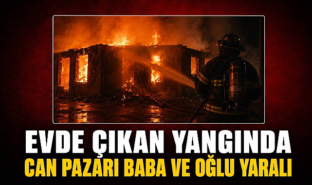 Evde Çıkan Yangında Can Pazarı Baba ve Oğlu Yaralı