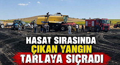 Hasat Sırasında Çıkan Yangın Tarlaya Sıçradı