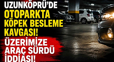 Uzunköprü'de Otoparkta Köpek Besleme Kavgası! Üzerimize Araç Sürdü İddiası!