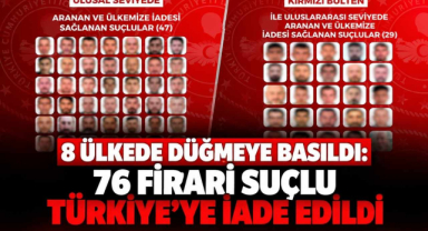 Emniyet ve Adalet Bakanlığından Dev Müşterek Operasyon!8 Ülkede Düğmeye Basıldı,76 Firari Suçlu Türkiye'ye İade Edildi