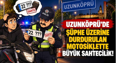 Uzunköprü’de Şüphe Üzerine Durdurulan Motosiklette Büyük Sahtecilik!