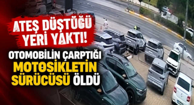 Ateş Düştüğü Yeri Yaktı! Otomobilin Çarptığı Motosikletin Sürücüsü Öldü 