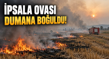 İpsala Ovasını Dumana Boğan Anız Yangınlarına İşlem