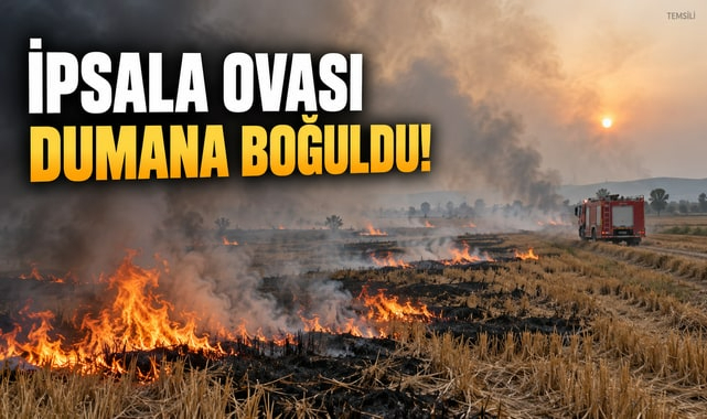 İpsala Ovasını Dumana Boğan Anız Yangınlarına İşlem