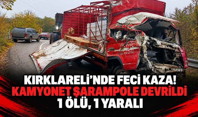 Kırklareli’nde Feci Kaza! Kamyonet Şarompole Devrildi, 31 Yaşındaki Genç Öldü, 1 Yaralı…