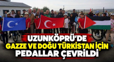 Uzunköprü'de Gazze ve Doğu Türkistan İçin Pedallar Çevrildi